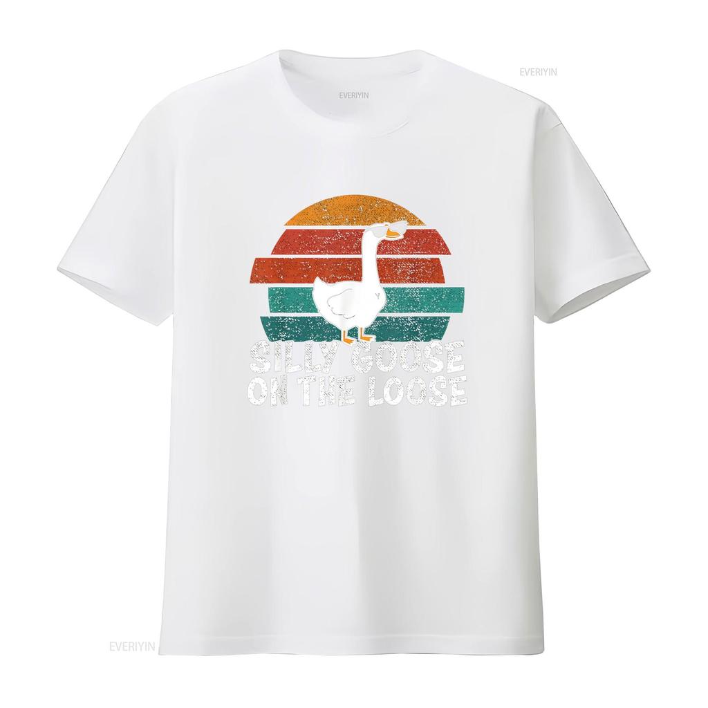 Silly Goose On The Loose T Shirt Vintage Washed Versatile Slightly Top For Everyday Wear Streetwear Graphic Casual Stretched