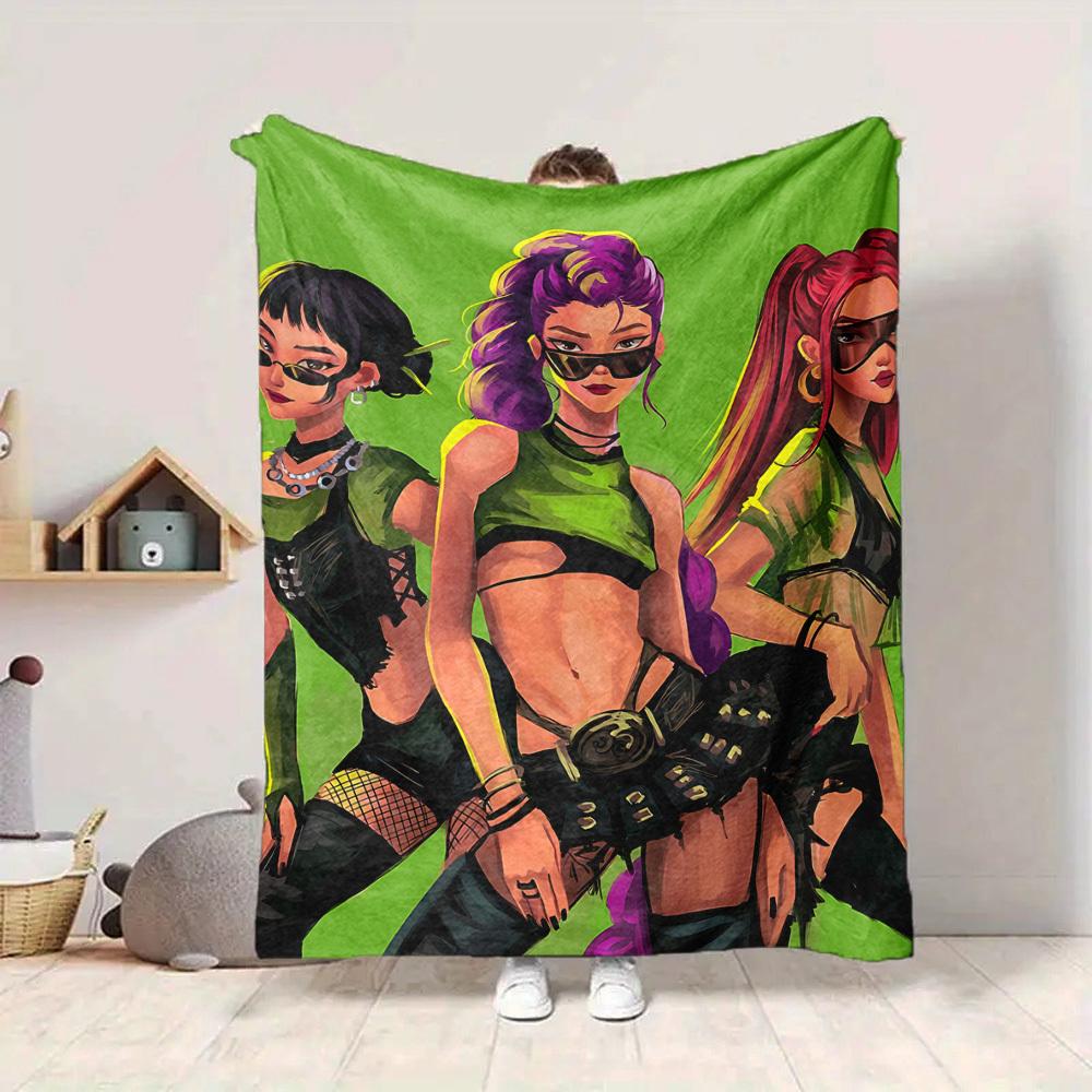 1pc Huntrix, K pop Blanket Soft All Season Throw with Vibrant Design, Perfect for Home, Travel, and Gifts, Ideal for Naps and Camping