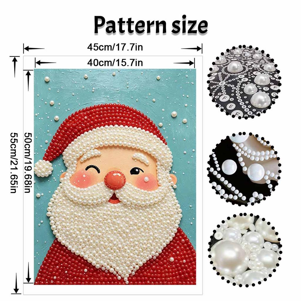 DIY Frameless Pearl Painting Kit Festive Santa Claus Cozy Home Decor 3D Shiny Bead Art Canvas Relaxing Craft Gift for Adults