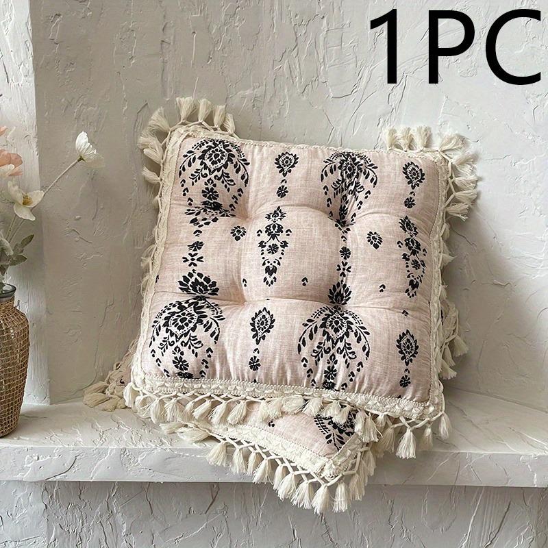 

1PC Soft Durable Bohemian Style Tassel Seat Cushion with Floral Patterns All-Season Use Office Decor Pillows/Pillows for Couch 1pc-43x43cm розовый