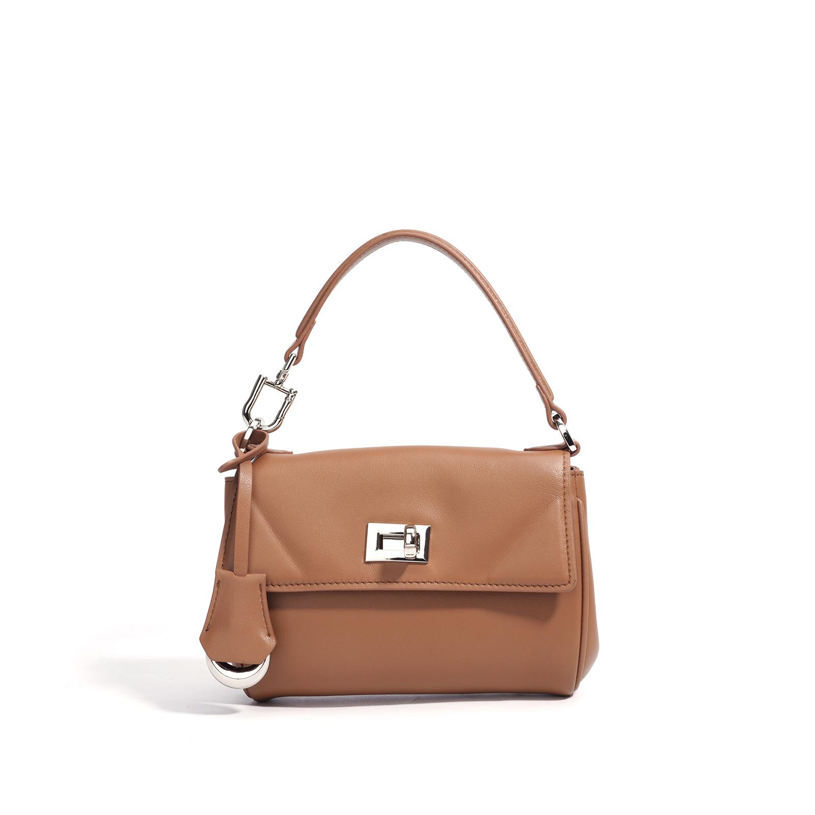 

Нишевый дизайн Маленькая квадратная сумка Модная высококлассная сумочка Повседневная простая сумка-мессенджер для работы Женская сумка с замком золотисто-коричневый