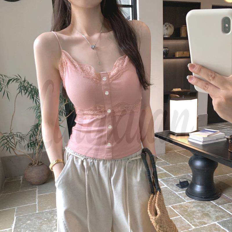 French Lace Splicing Sleeveless Camisole - Women's Summer 2026 Thai Style