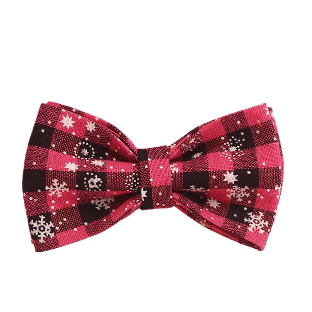 Rose Red Plaid Snowflake Christmas Dog Collar & Leash Set - British Style