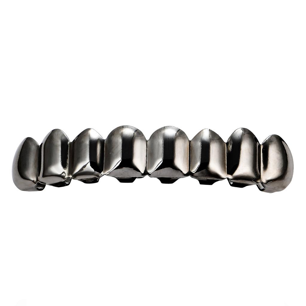 New HIP HOP Grillz Brass Gold Plated Set Plain 8 Teeth Top Bottom With Gold Rose Gold Silver and Black Grillz Teeth Body Jewelry