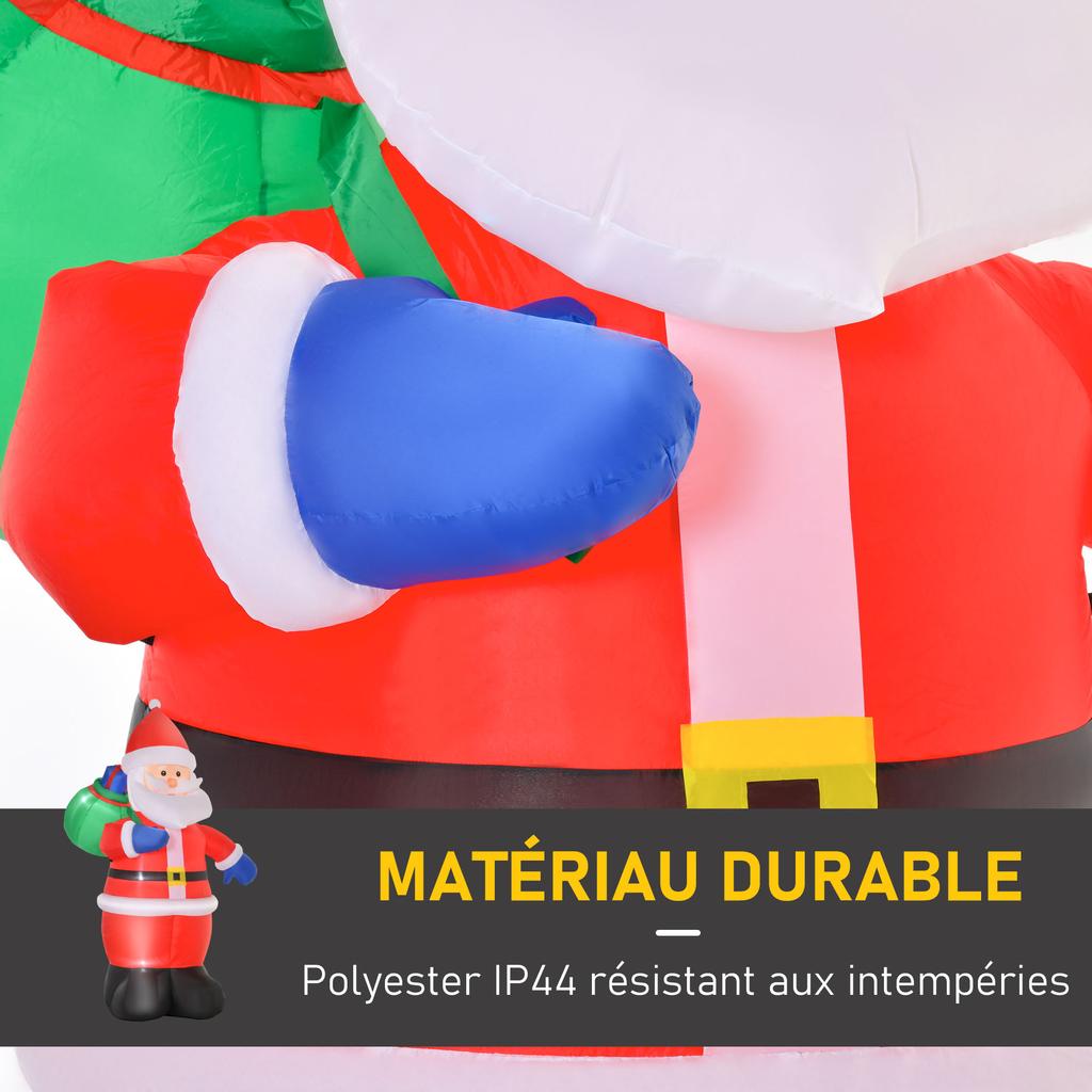 Inflatable LED Santa Claus 2.4Hm with Hood, Waterproof Polyester, Red