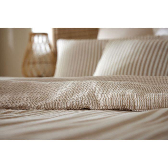 Taie d'oreiller réversible "Romie Ficelle" toutes dimensions Gaze de Coton tissée teinte l'Effet Papillon - Romie Ficelle - Taie d'o