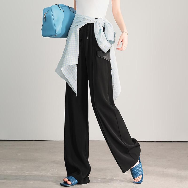 Women's High-Waist Straight Leg Casual Pants with Drawstring
