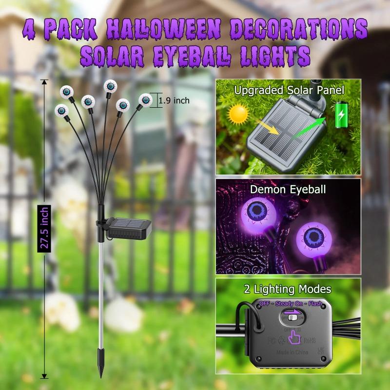 Scary Solar Eyeball Lights Outdoor Halloween Decor Waterproof Green LED Stake Lights for Garden Pathway Lighting Party Decor