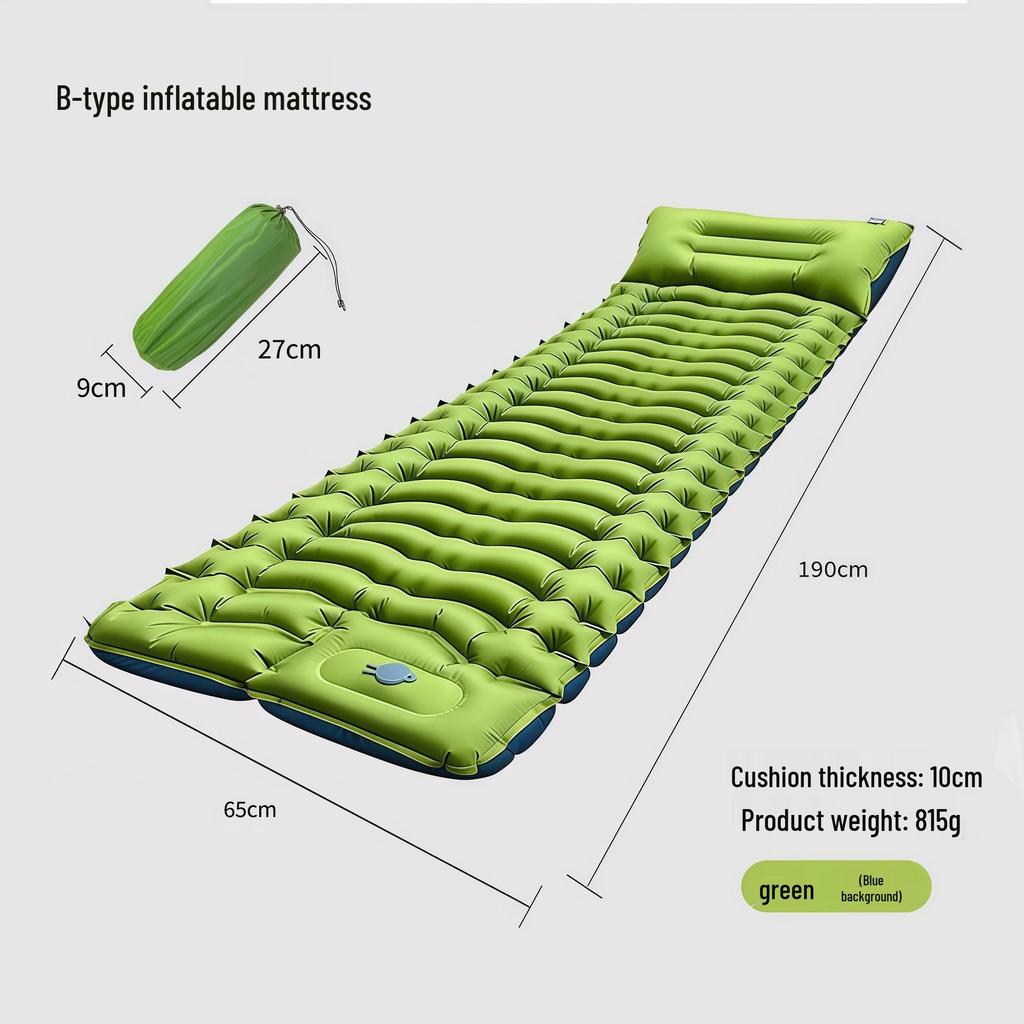 Outdoor TPU Self-Inflating Camping Mat with Built-In Foot Pump, Pillow, and Moisture Protection