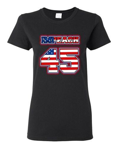Ladies Impeach 45 President Donald USA American Flag Political DT T-Shirt Tee Unisex T-Shirt XXXXL
