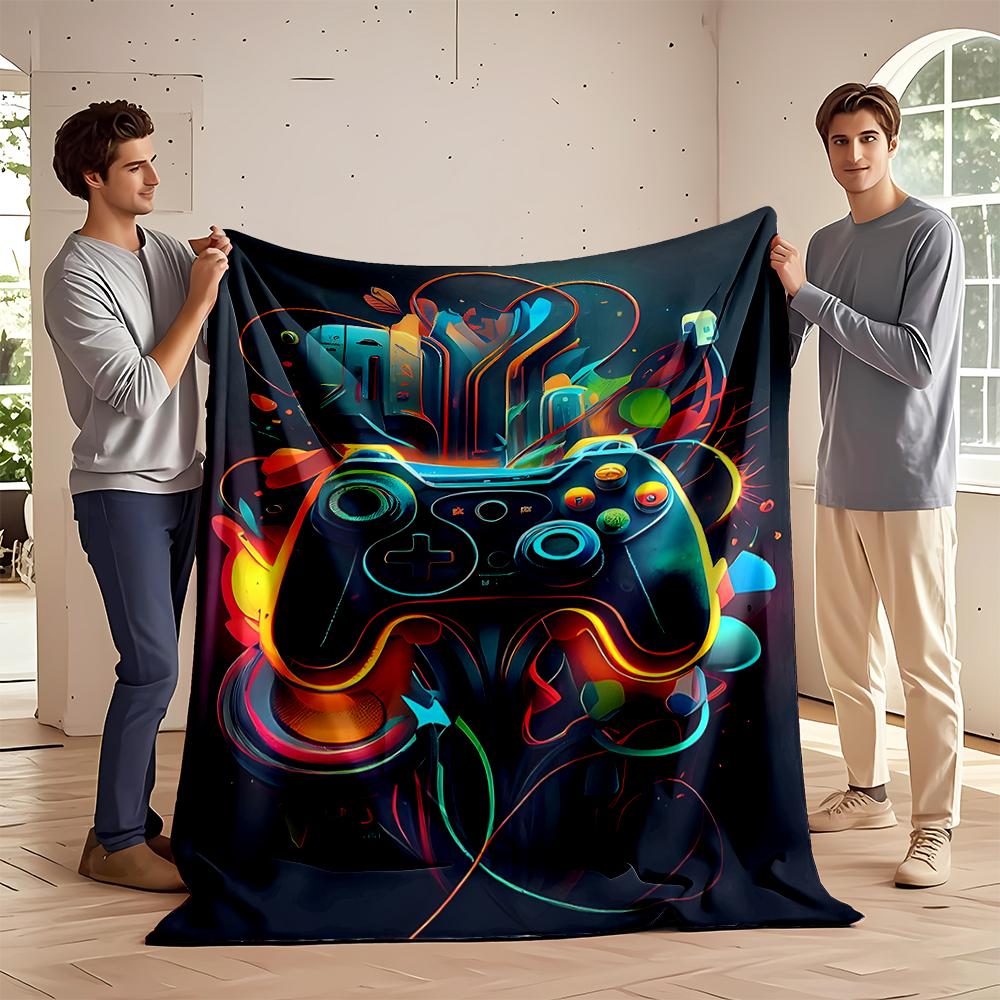 Gaming Controller with Colorful Abstract Design Flannel blanket for bedroom, living room, sofa, and nap sofas.