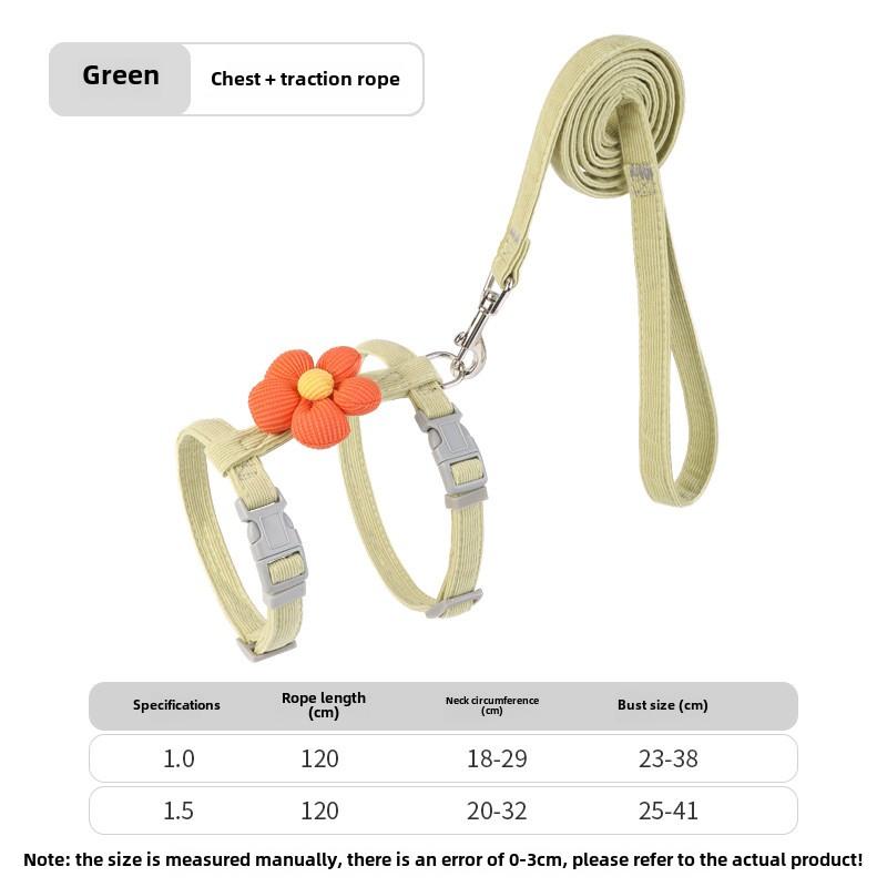 

Набор поводков для кошек, регулируемый поводок для щенков, жилет, защита от побега, нагрудный ремень для котенка, чихуахуа, мопс, поводок для прогулок на открытом воздухе S зелёный