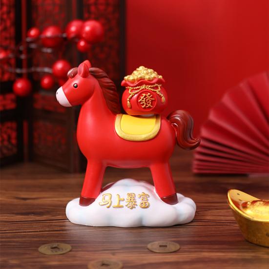 Yousheng Cartoon Horse Figurine Bring Good Luck Wealth Mini Horse Statue Spring Horse Fidget Toy New Year Decoration Ornament