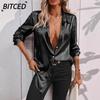 Women's Fashion Casual Solid Color Print Long Sleeve POLO Neck Blouses & Shirts International Design