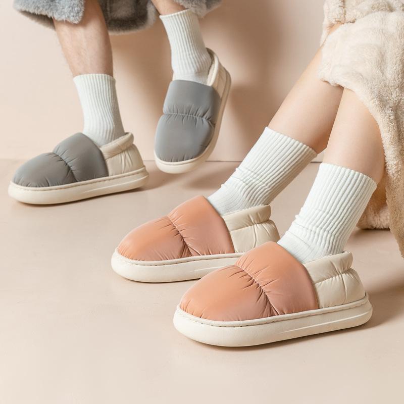 Down cloth warm cotton shoes winter thickened velvet indoor cotton slippers couple bag and home shoes