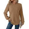 Women's Fashionable Casual Round Neck Solid Color Long Sleeve Top