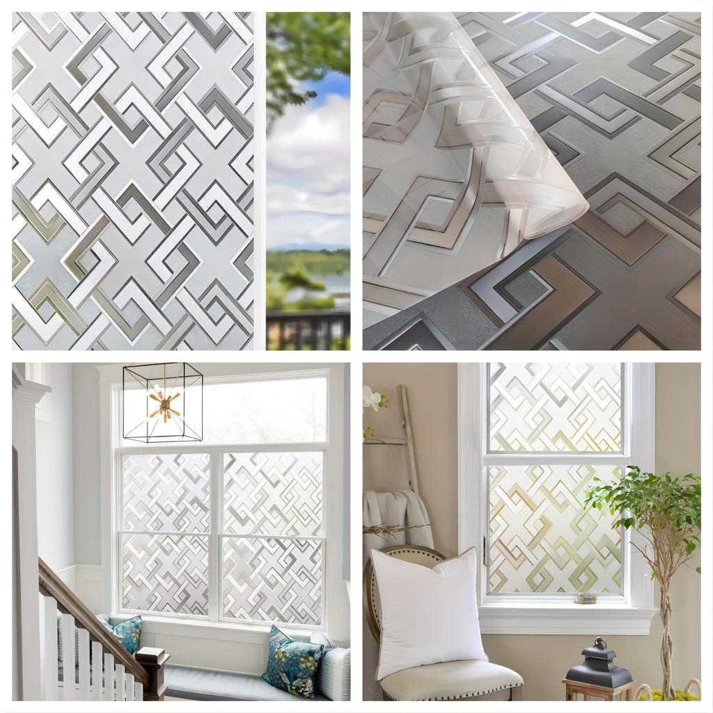Frosted Window Privacy Film Heat Control UV Blocking Static Cling Non-Adhesive Reusable Door Coverings for Bathroom Home Office