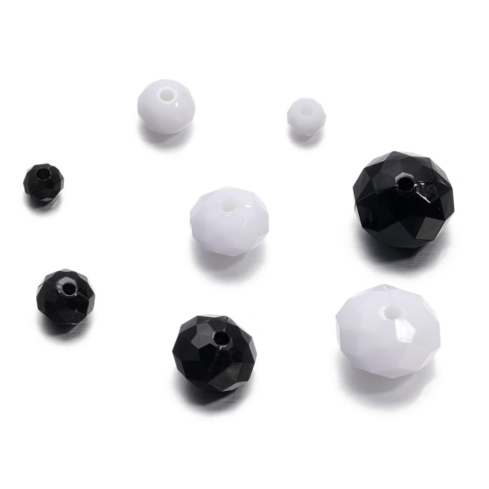 20-100 Stück/Los 4-10mm Schwarz Weiß Acryl Flaches Charms-Abstandshalter Lose Perlen für DIY Halskette Armband Schmuckherstellung Zubehör