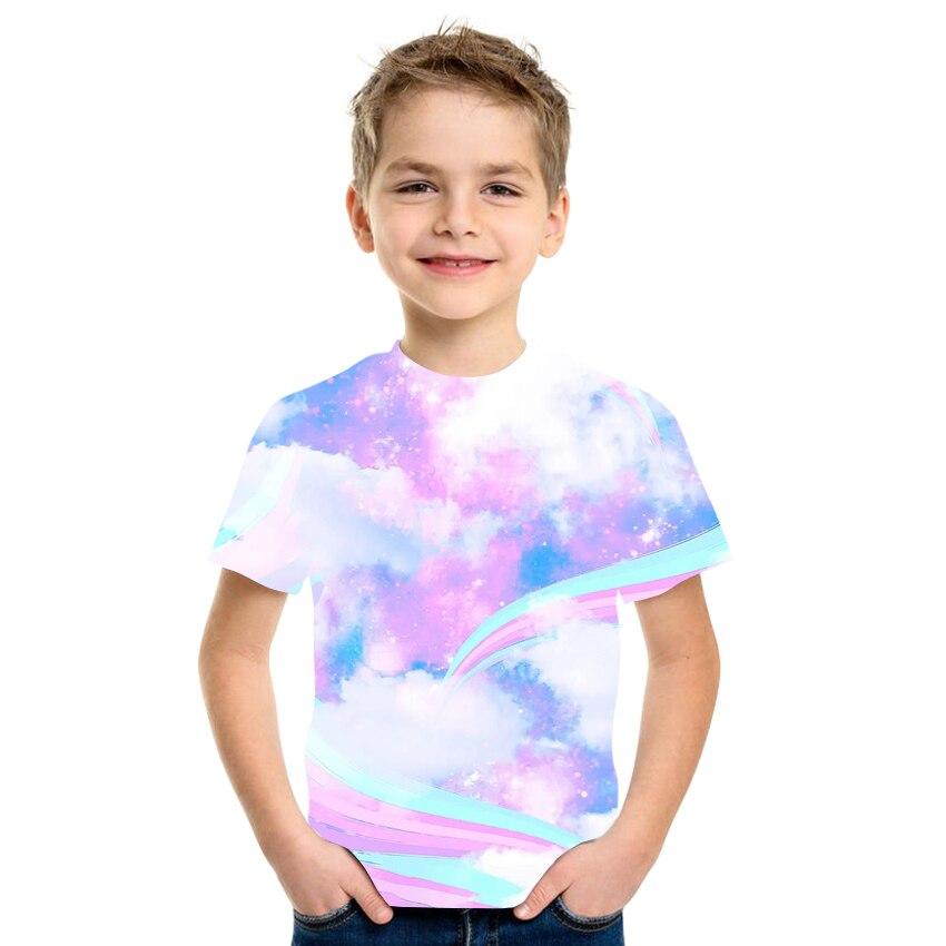 Letnia koszulka dziecięca kosmiczna gwiaździste niebo z nadrukiem 3d Harajuku Koszulka z krótkim rękawem
