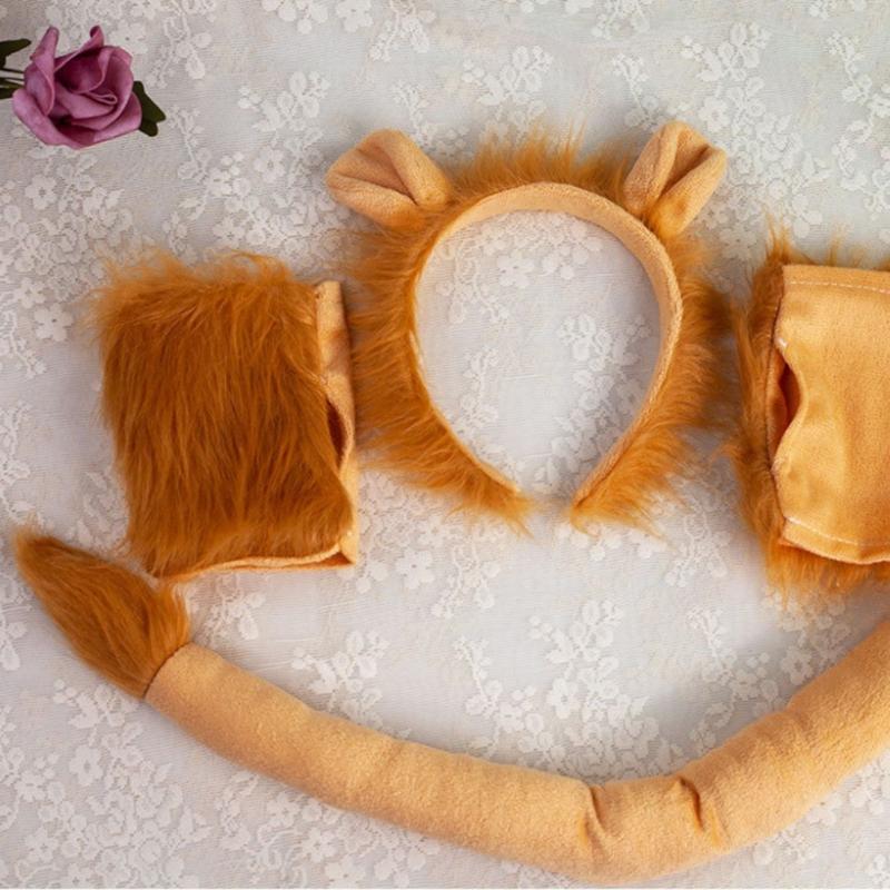 Animal Ears Headband Bowtie Tail Tutu Glove Plush Lion Costume Birthday Party Christmas Halloween Cosplay Costumes Props