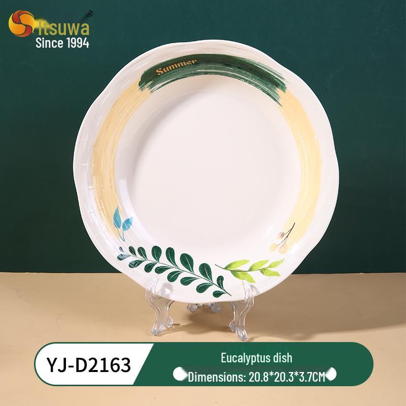 Wuhua A5 Eukalyptus Melamin Geschirr: Langlebige, leicht zu reinigende Schüsseln & Teller in Lebensmittelqualität, ideal für den Hausgebrauch.