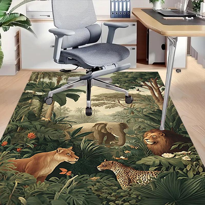 1PC jungle animals Non-Slip Floor Carpet Compatible for Office&Living Room&Bedroom&Dining room - Flat - Weave Machine-S0341