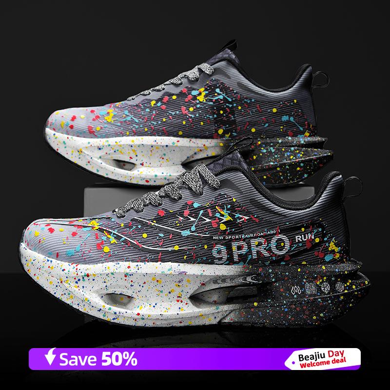 

Флуоресцентные кроссовки для бега Мужские Тренировочные Марафонские Спортивные Дышащие Легкие Женские Удобные Нескользящие Повседневные Кроссовки 33 чёрный