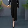 New Women Summer Fashion Minimalist High Waist Wide Leg Suit Pants Office Lady Business Casual Elegant Straight Cropped Trousers