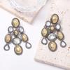Light Luxury Retro Exaggerated Geometric Full Diamond Multi-layer Splicing Pendant Earrings Fashionable Cold Banquet Versatile Woman
