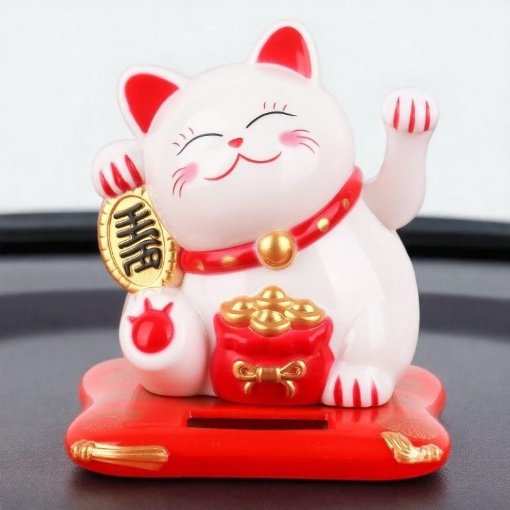 Solar Powered Fortune Cat Figurine Waving Wealth Waving Hand Cat Ornaments  Holiday Gift