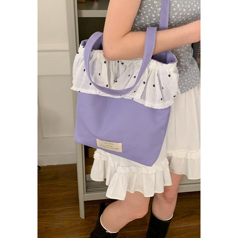 

Нишевая кружевная холщовая сумка-мешок женская новая модная сумка-тоут ленивый ветер большая вместимость сумка через плечо