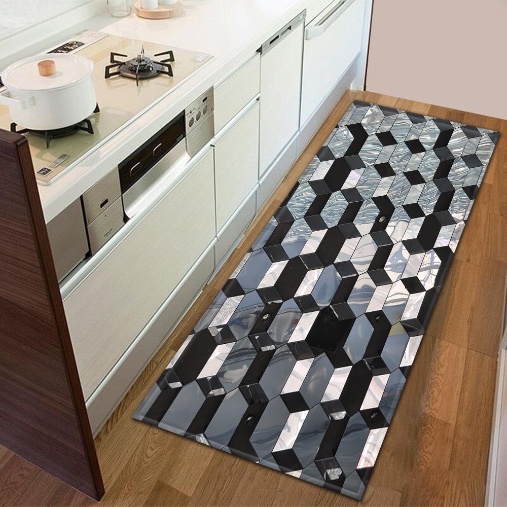 Entrance Door Mat Kitchen Bedroom Carpet Non-slip Floor Corridor Balcony Carpet Modern Printed Pattern Floor Mat