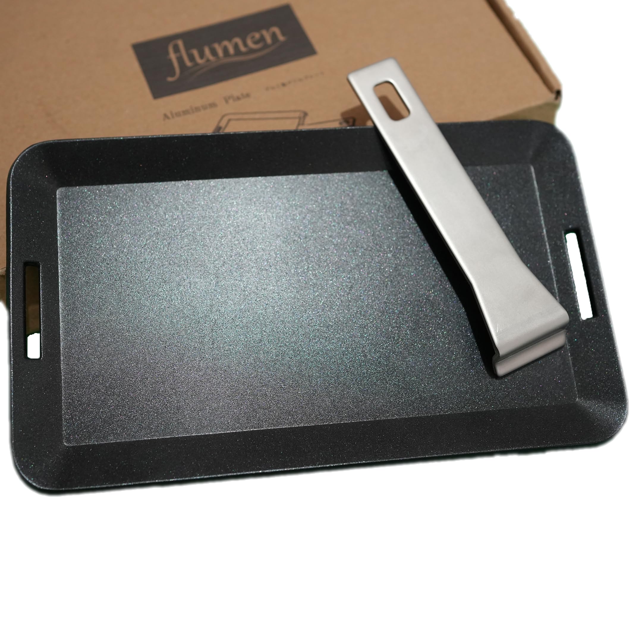 

Flumen Aluminum Grill Plate Extra Camping No Seasoning 6mm 250 x 150 x 500g - Lightweight, Thick, Griddle, Required, Thick, 6mm, чёрный