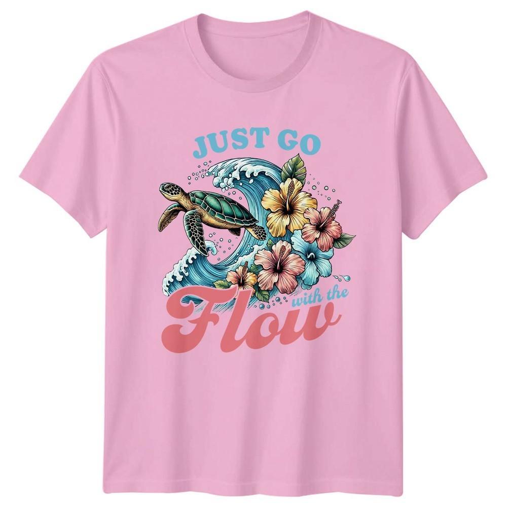 Just Go With The Flow TShirt Sea Turtle Tropical Ocean Wildlife Birthday