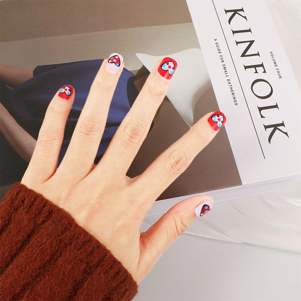 

Short Cartoon Full Cover Fake Nails DIY Nail Art for Little Kids Girls Children False Nail Tips #07