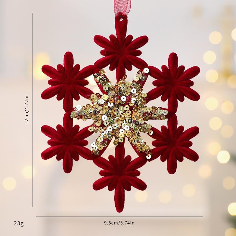 1Pcs Merry Christmas Flocking Wreath Pendant Elk Snowflake Xmas Tree Hanging Ornament Decor Christmas Decor Outdoor Gadgets