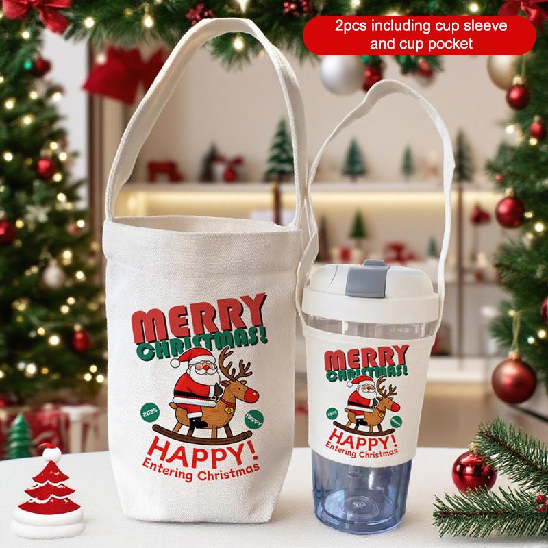 New Christmas Milk Tea Cup Cover Office Portable Mobile Coffee Cup Student Thermos Cup Protective Cover Universal