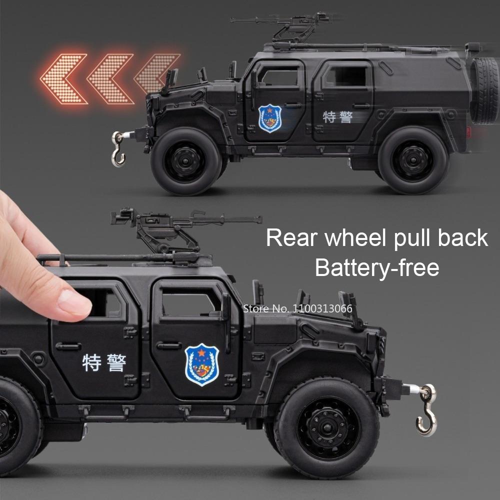 1:32 Scale Dongfeng Mengshi Models Cars Toys Doors Opened Police Car Wheel Pull Back Miniature Vehicles Toy Collect Souvenirs