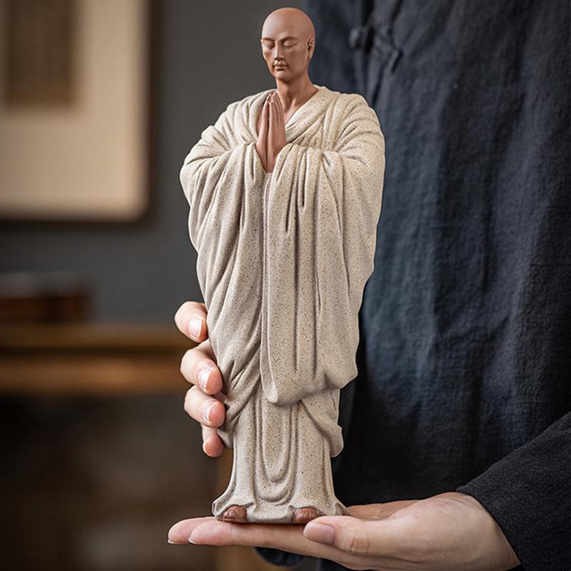 Zen Malý mnich Buddhistická socha Šámi pro meditaci Keramické figurky Čajovna Feng-šuej Čínské sochy k dekoraci Dárek