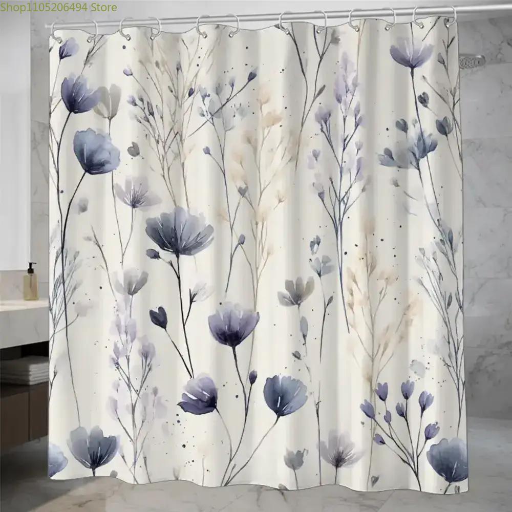 

1 шт. Штора для душа в ванную, Ботанический тай-дай, Ручная работа, Штора для душа на годовщину, В комплекте 12 крючков, 70,87*70,87 90x180cm