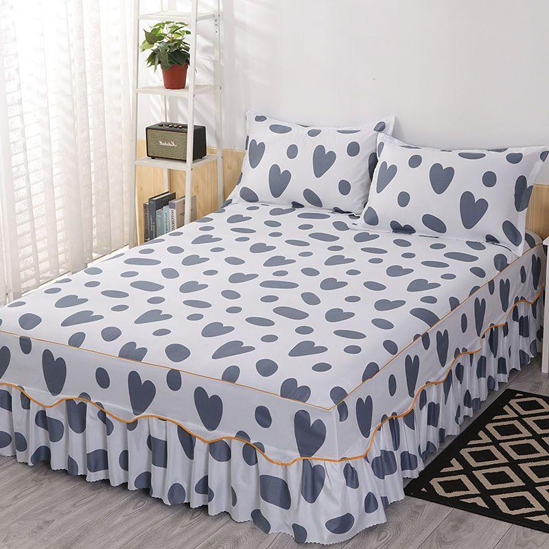 3Pcs Bed Sheet Lace Skirt Elastic Fitted Double Bedspread With Pillowcases Mattress Cover Bedding Set Elastic Bedsheet Set