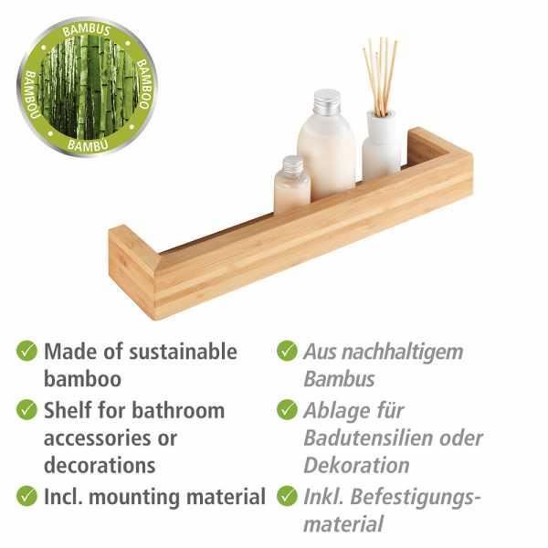 Cimaise bois bambou, étagere salle de bain bambou, bois bambou, 40x9x5 cm, bambusa