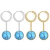 Elegant 3D Turquoise 12MM Pendant Earrings with Stainless Steel Clasps for Women
