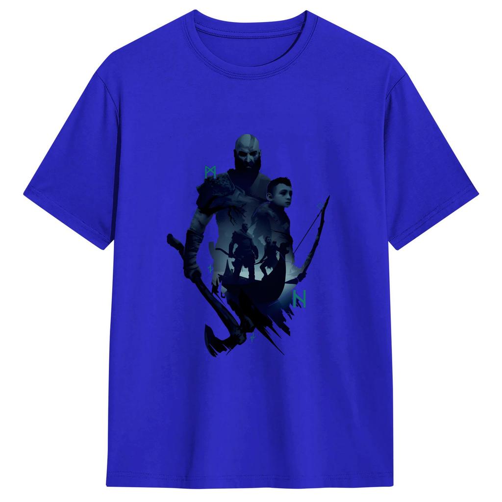 Casual God Of War Kratos Tshirt For Unisex Round Neck Pure Cotton T Shirts Short Sleeve Tees Classic Clothes