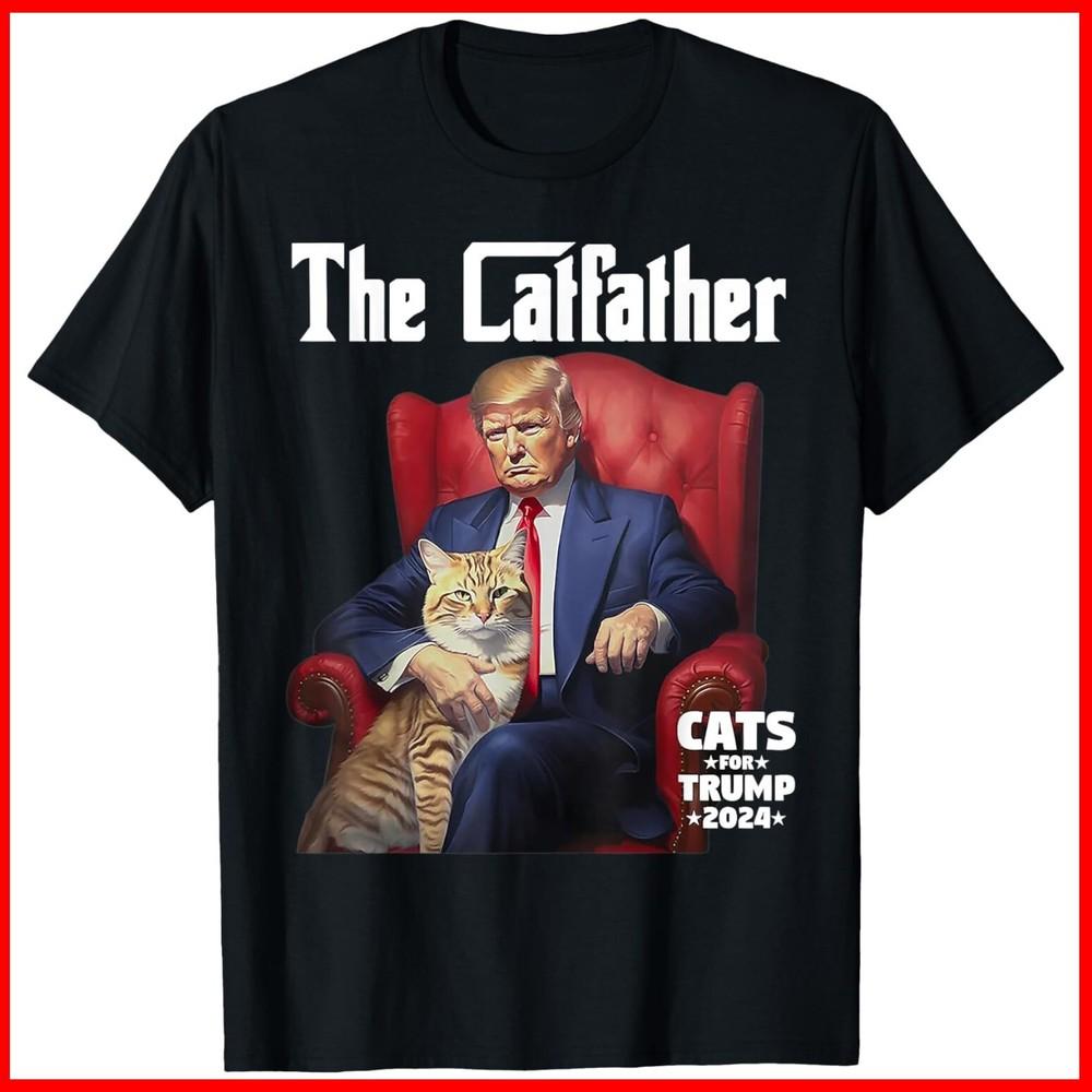 The Catfather Cat For Trump 2024 Black Cotton T-Shirt Unisex T-Shirt XXXL