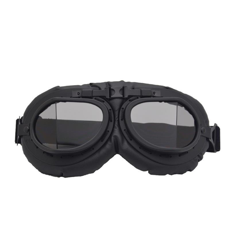 Retro Silver Frame Harley Motorcycle Goggles - Foldable Windproof Antique Bronze Design for Karting