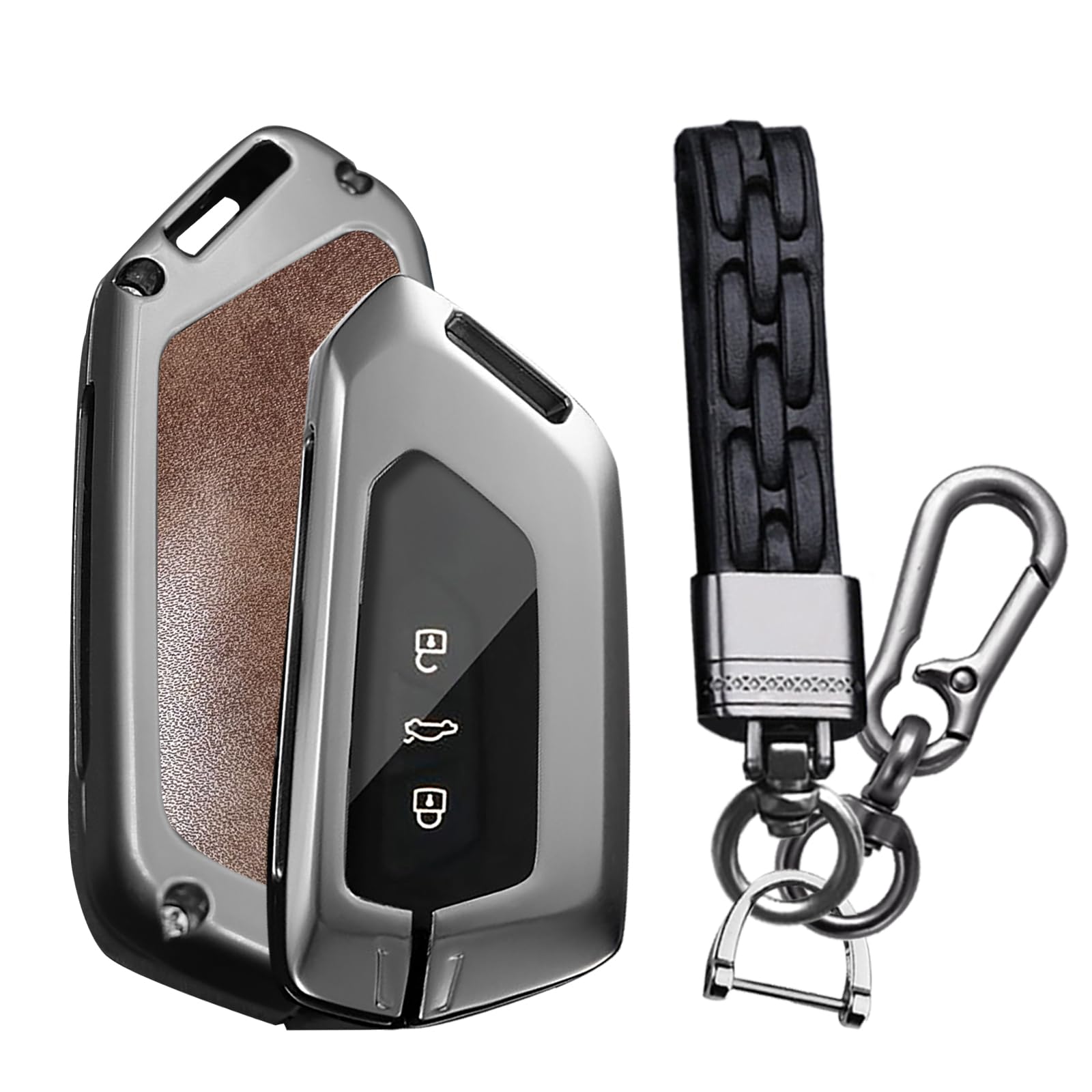 

KUNIO Volkswagen Dedicated Key Case, Smart Key Cover, Key Holder, Genuine Leather, Zinc Alloy, коричневый