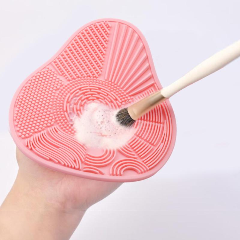 Scrubbing Pad Cosmetic Brush Cleaning Pad Silicone With Suction Cup Scallop Avocado Shape Cleaning Scrubbing Pad Beauty Supplies