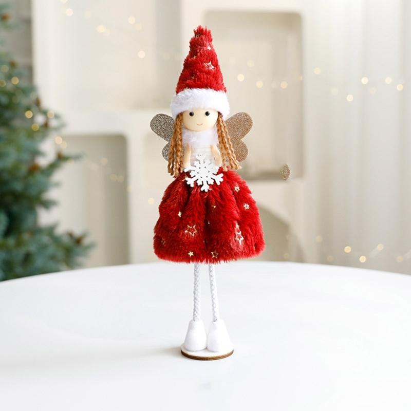 Christmas Snowflake Angelic Girl Dolls Standing Figurine Soft Toy for Tabletop Holiday Decoration Collectible Ornament
