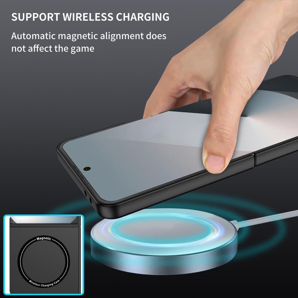 Skin Smooth Case for Samsung Galaxy Z Flip 8 ZFlip 7 6 5 4 3 Lens Protection Magnetic Wireless Charging Anti-Scratch Hard Cover